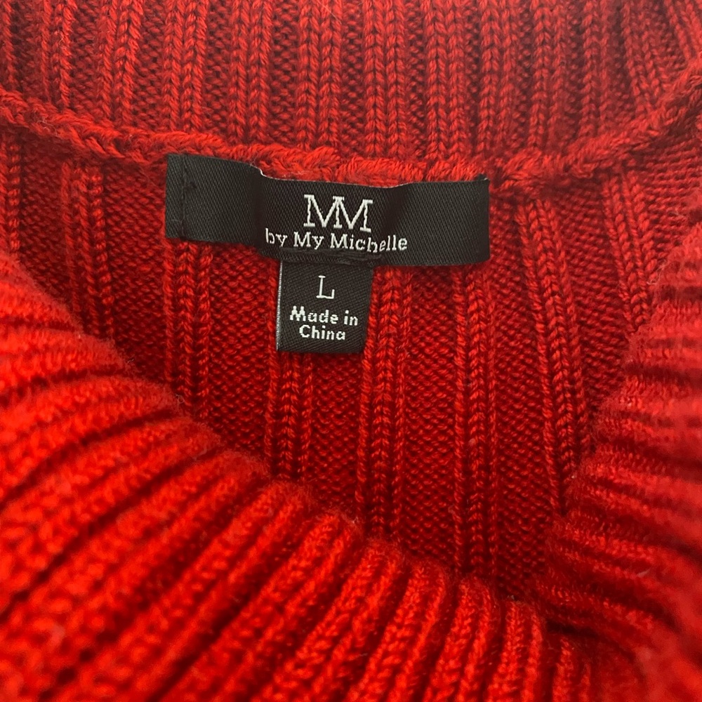 Long sleeve off the shoulder red sweater dress